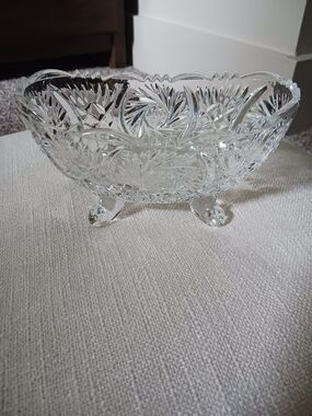 Vintage American Brilliant Clear Cut Glass Decorative Dish